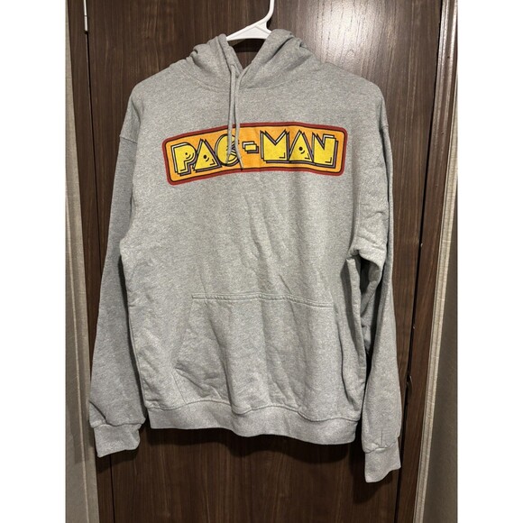 Pac Man Other - PAC-MAN Bandai Namco Entertainment Graphic Print Gray Pullover Hoodie Size M